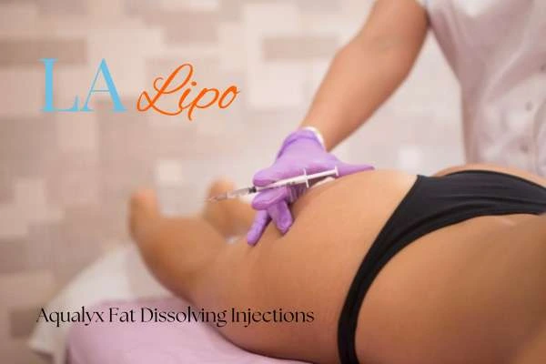 Woman having fat dissolving injections Bootle on thighs